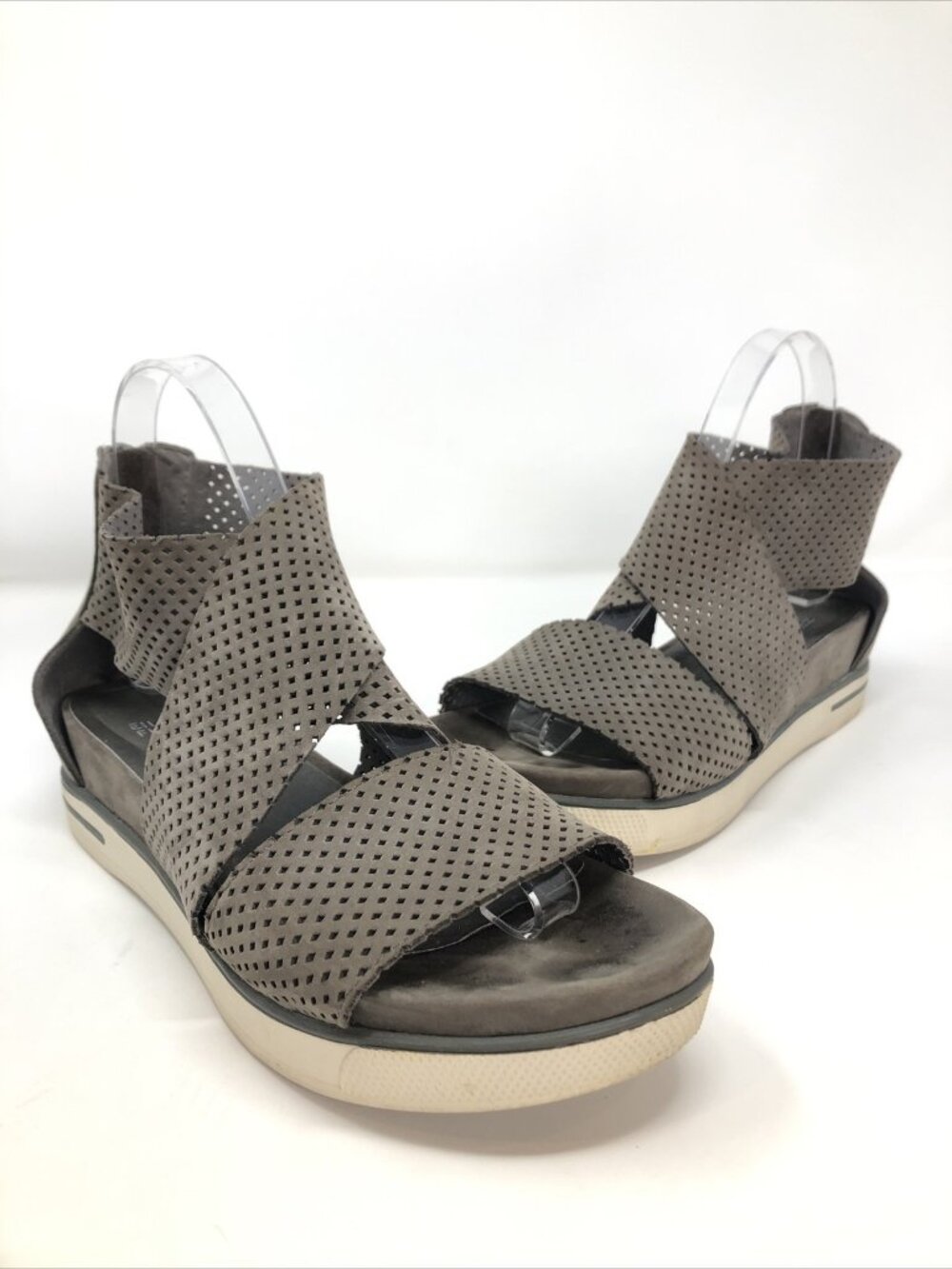 Eileen Fisher Shoes Womens 8 Gray Sport Sneaker Sandal Strappy Perforated Nubuck